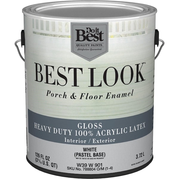 All-Source Best Look 1 Gal. White/Pastel Base Heavy-Duty Acrylic Latex Gloss Porch & Floor Enamel W39W00901-16 - main
